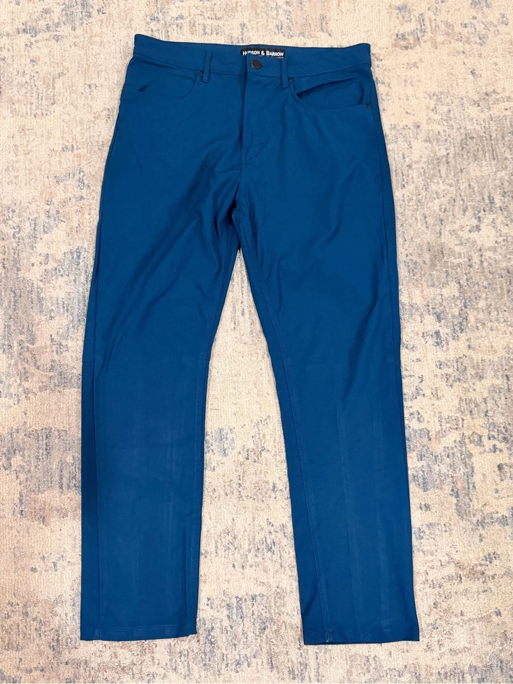 Mens Hudson & Borrow Slacks in Dark Teal Blue